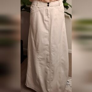 Mango Cream Pencil Skirt with Button Waist